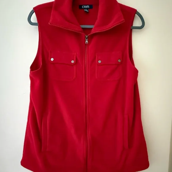 Chaps Red Fleece Vest - Picture 1 of 7